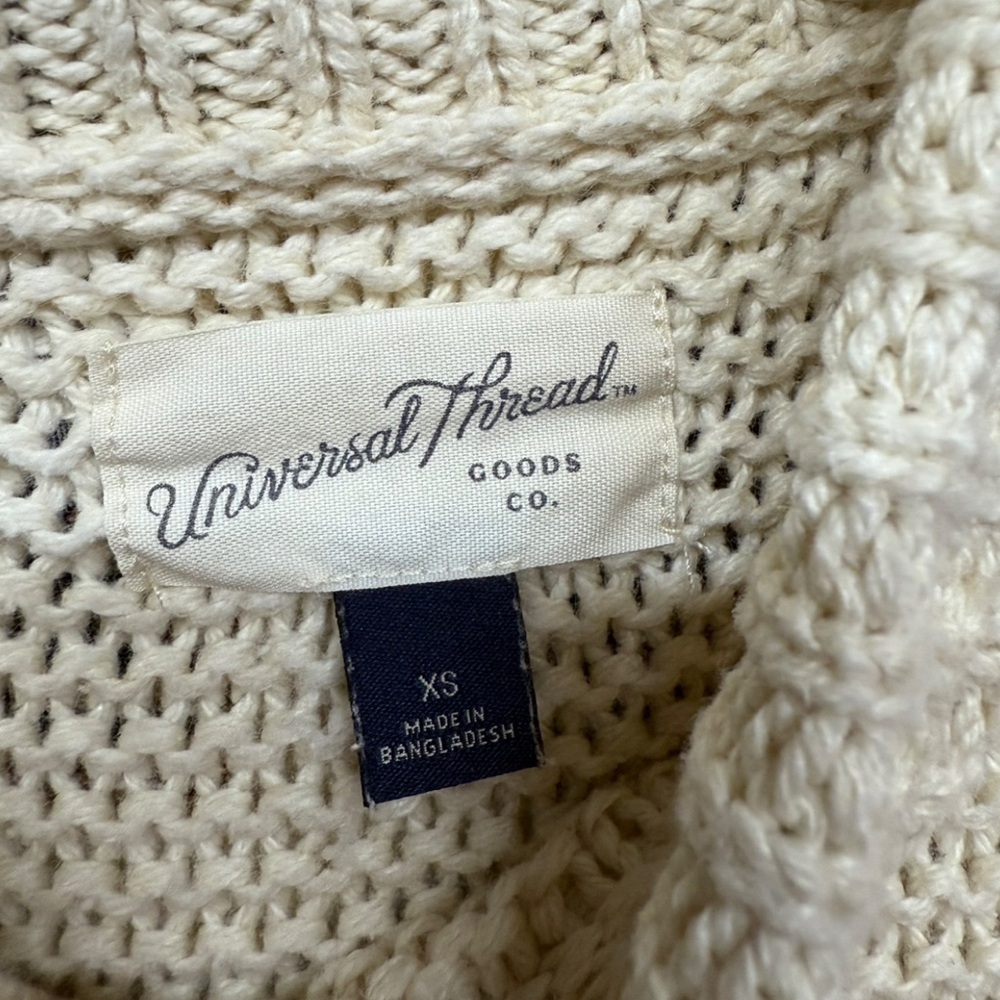 Universal Thread Cream Mock Neck Sweater with Pointelle Balloon Sleeves, Size XS - Picture 4 of 6